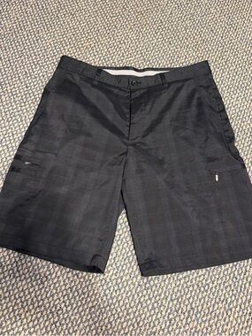 Greg Norman Collection Black Plaid Cargo Shorts